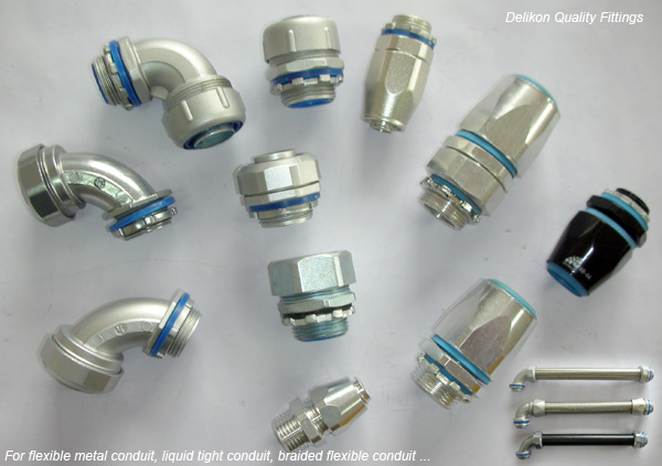 High quality metal fittings for flexible metal conduit, liquid tight conduit, braided conduit