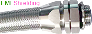 Delikon EMI RFI Shielding Over Braided Flexible Conduit and EMI RFI Shielding Termination Heavy Series Connector protect Motion Control Systems cables, Variable Frequency Drive cables. 